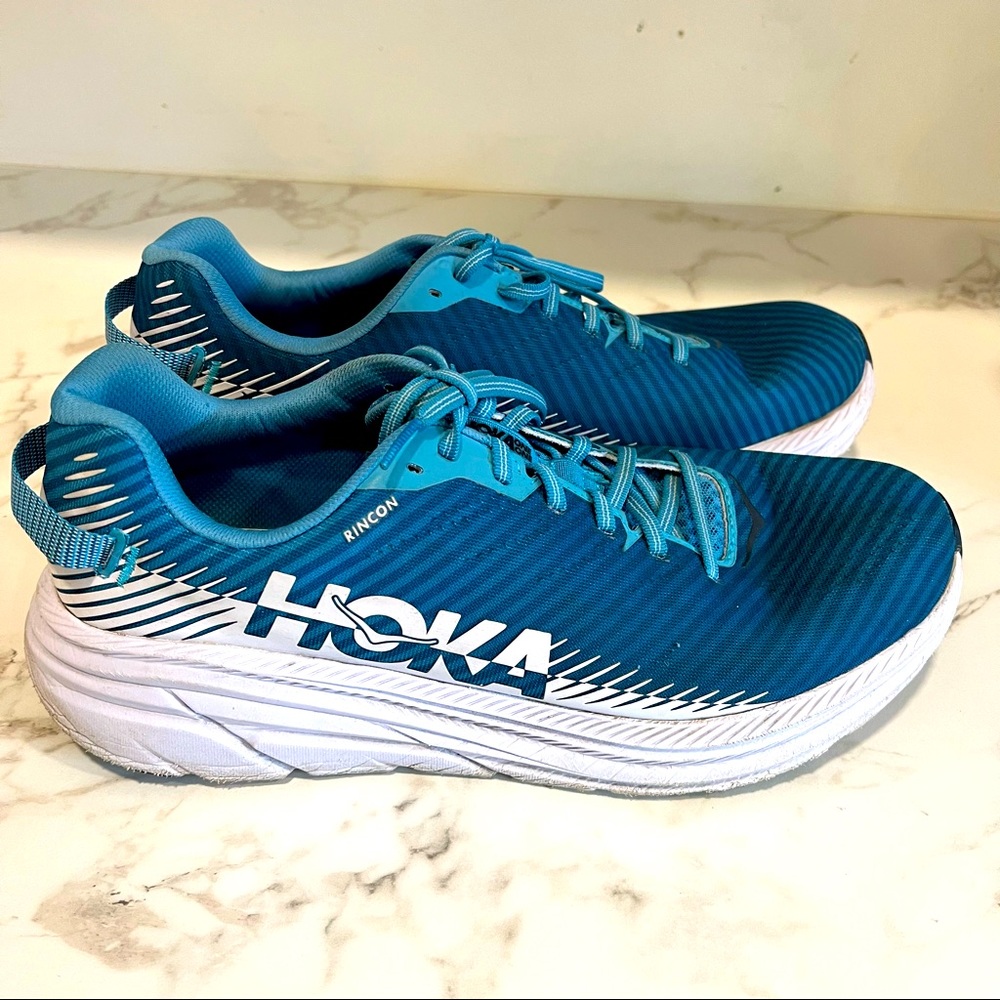 HOKA ONE Size 11 Rincon 2 Men's Shoes Blue Moon & White